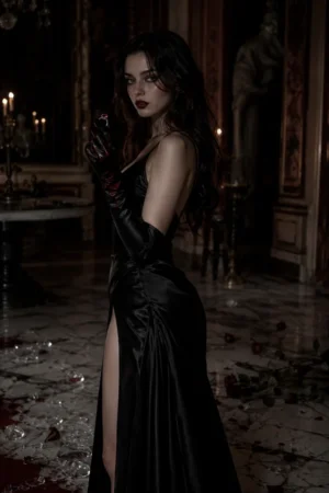 A beautiful dangerous woman in black gown holding a pink diamond ring in a dark luxury mansion — Why the Mafia's Wife Kills book cover