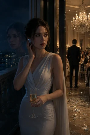 A woman frozen on a wedding venue balcony hearing her fiancé's secret through a Bluetooth earpiece — A Joke, A Lifelong Regret on TrendNovel
