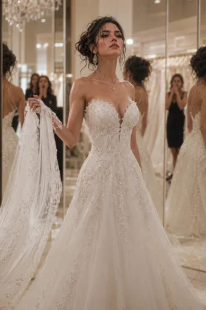 A bride tearing off her veil in defiance at a luxury boutique — cover image for Emergence Novel on TrendNovel