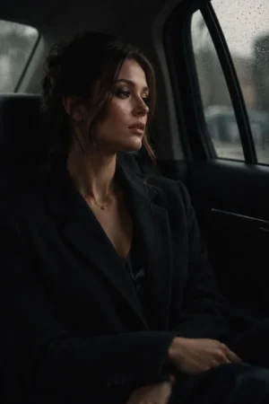 He Said I Was Cruel To Her But His Mind Cried For My Attention — a woman sitting silently in a car, calm exterior hiding inner pain, betrayal romance novel cover