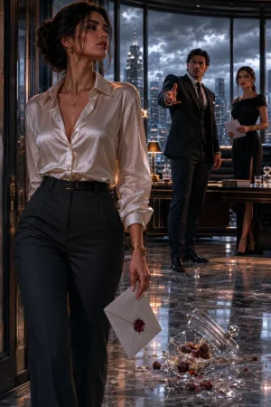 A mafia wife standing with divorce papers as her husband reaches out to stop her — He Thought I Was Finally Learning. I Was Finally Leaving on TrendNovel
