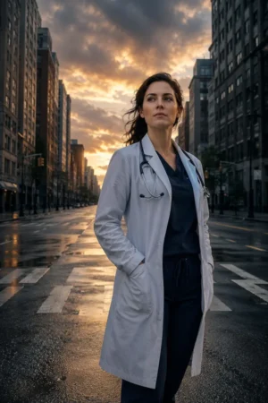 Husband Fled with First Love I Saved World with Medical Expertise — a woman standing strong alone during lockdown, betrayed wife turned medical hero, romance novel cover