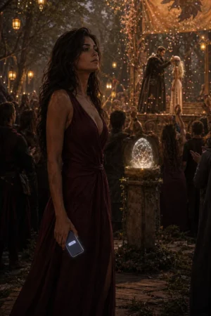 A devoted she-wolf standing alone at a pack festival as her Alpha mate kisses another omega on stage — My Alpha Mate Kissed Another Omega On Stage, I Step Back To Fulfill Their Love on TrendNovel