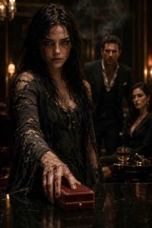 A battered woman with bloodied hands returning a necklace to a mafia Don — The Heir He Left Behind on TrendNovel
